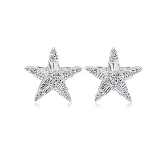 Crystal Star Baguette Stud Earrings