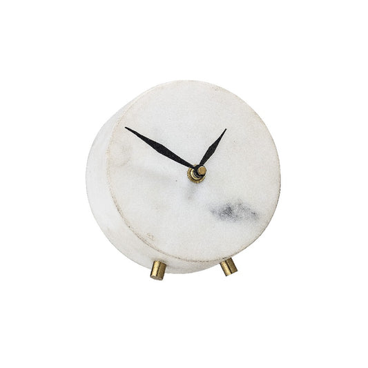 שעון שולחני Marble ק' 11 ס"מ - שיש לבן