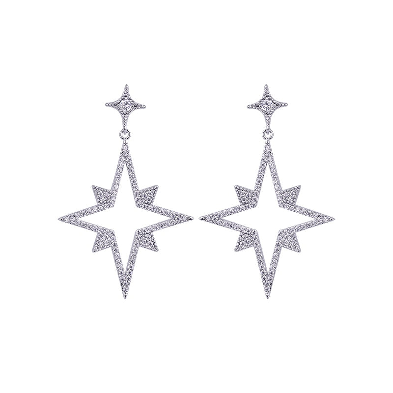 Drop Zirconia Star Earrings